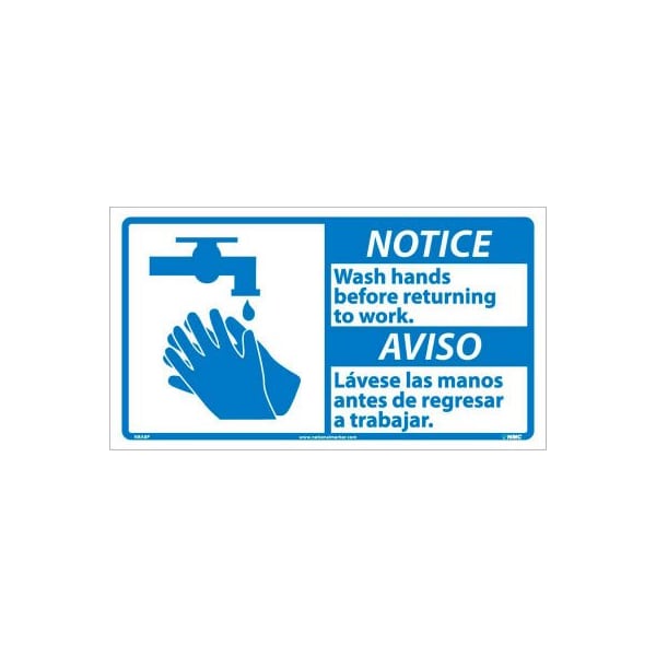 Bilingual Vinyl Sign - Notice Wash Hands Before Returning To Work